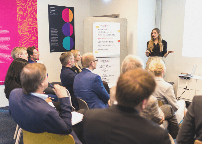 Courtney McConnochie facilitating a sustainable innovation accelerator