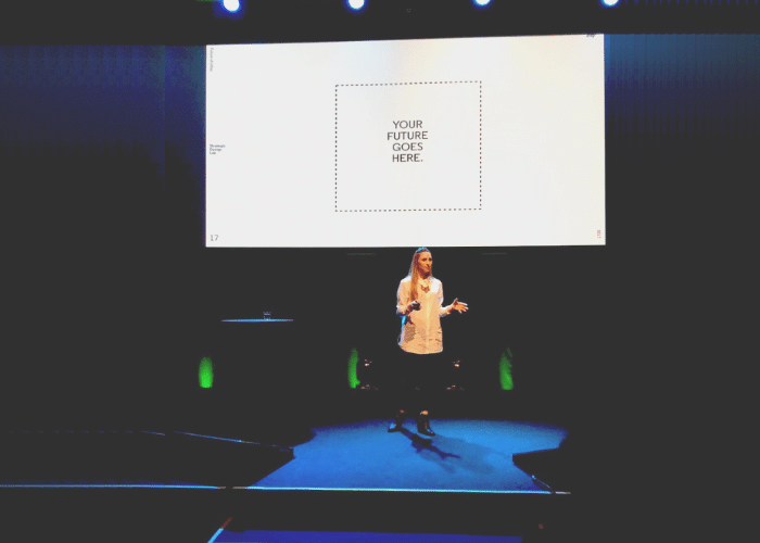 Courtney McConnochie speaking on the future of cities